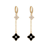 High-grade Four-leaf Clover Earrings - Zircon Flower Pierced Ear Buckle