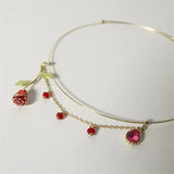 Vintage Rose Flower Branch Pearl Choker Necklace