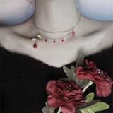 Vintage Rose Flower Branch Pearl Choker Necklace