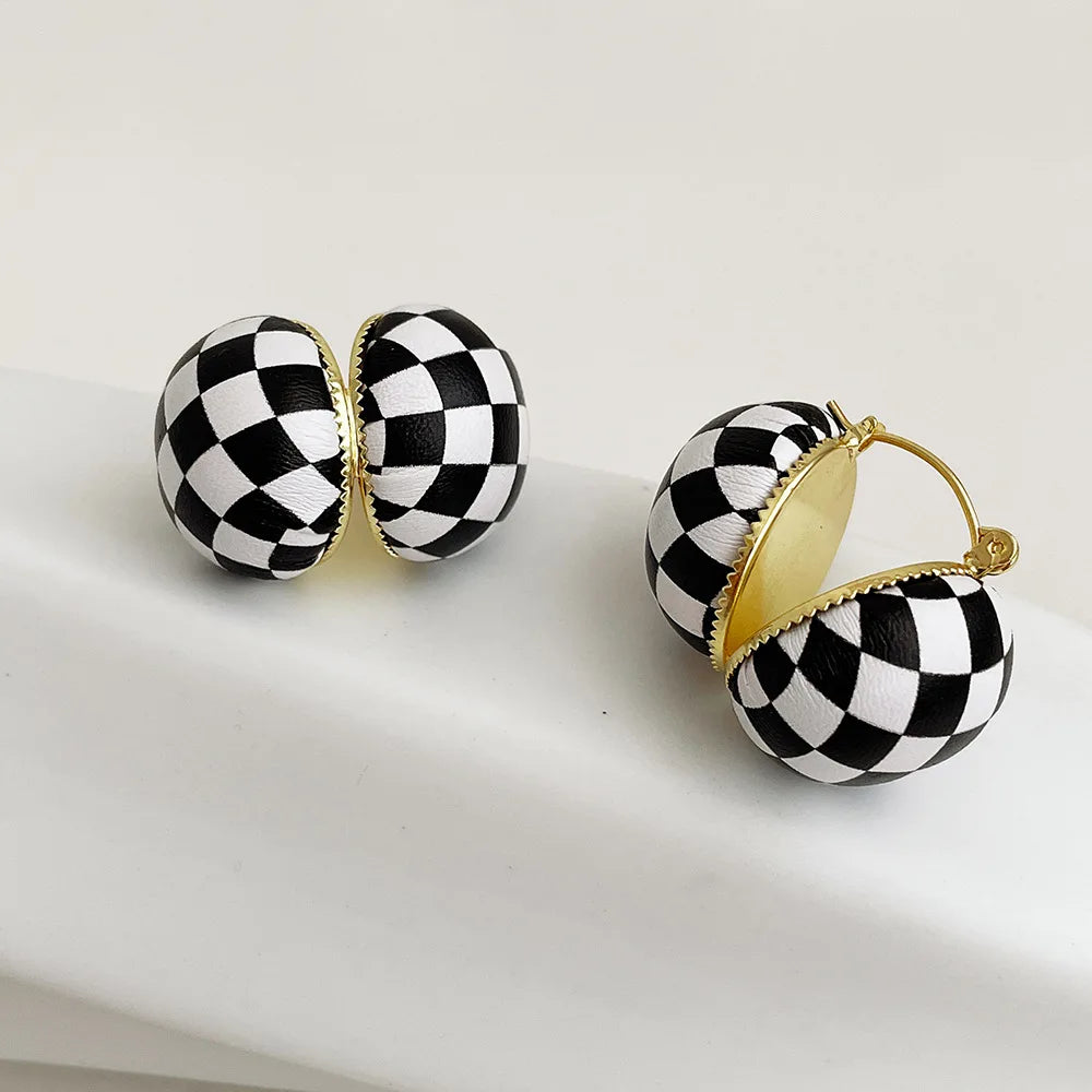 Vintage Earrings For Women Button Lattice Pendientes