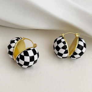 Vintage Earrings For Women Button Lattice Pendientes