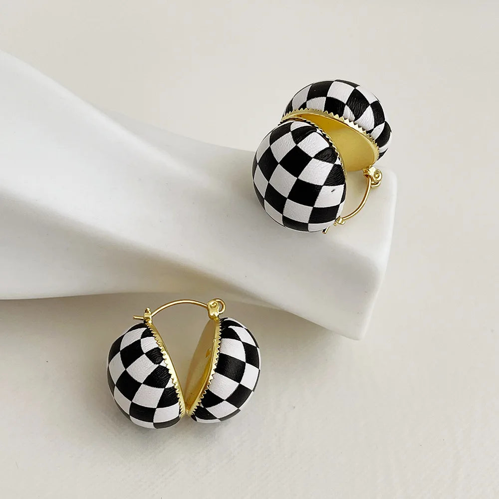 Vintage Earrings For Women Button Lattice Pendientes