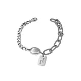 Vintage Square Letter Luck Thai Silver Bracelets Lock Chian Bracelet