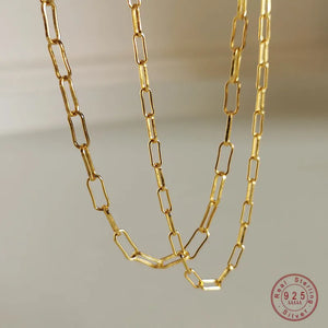 Vintage Square Chain Necklace 925 Sterling Silver Women's Jewelry