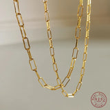 Vintage Square Chain Necklace 925 Sterling Silver Women's Jewelry