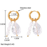 Transparent Beads Pearl Earrings For Women Stainless Steel Hoop Earring