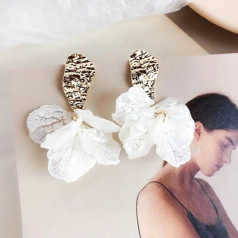 Acrylic Flower Petal Clip On Earrings Statement Jewelry