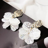 Acrylic Flower Petal Clip On Earrings Statement Jewelry
