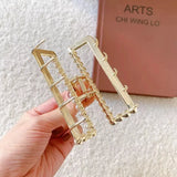 Pearl Rectangle Hollow Hair Clip Acetic Acid Shark Clip Hair Accessory