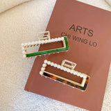 Pearl Rectangle Hollow Hair Clip Acetic Acid Shark Clip Hair Accessory