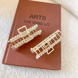 Pearl Rectangle Hollow Hair Clip Acetic Acid Shark Clip Hair Accessory