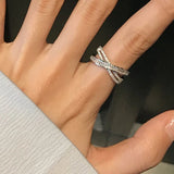Cross Rings for Women Zircon Adjustable Open Ring Wedding Jewelry