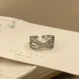 Cross Rings for Women Zircon Adjustable Open Ring Wedding Jewelry
