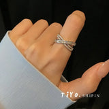 Cross Rings for Women Zircon Adjustable Open Ring Wedding Jewelry