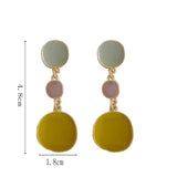 Geometry Alloy Clip Earrings Non Pierced Yellow Oil Drop Round Slice Clip On Ear