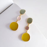 Geometry Alloy Clip Earrings Non Pierced Yellow Oil Drop Round Slice Clip On Ear
