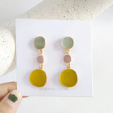 Geometry Alloy Clip Earrings Non Pierced Yellow Oil Drop Round Slice Clip On Ear