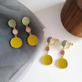 Geometry Alloy Clip Earrings Non Pierced Yellow Oil Drop Round Slice Clip On Ear