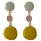 Geometry Alloy Clip Earrings Non Pierced Yellow Oil Drop Round Slice Clip On Ear