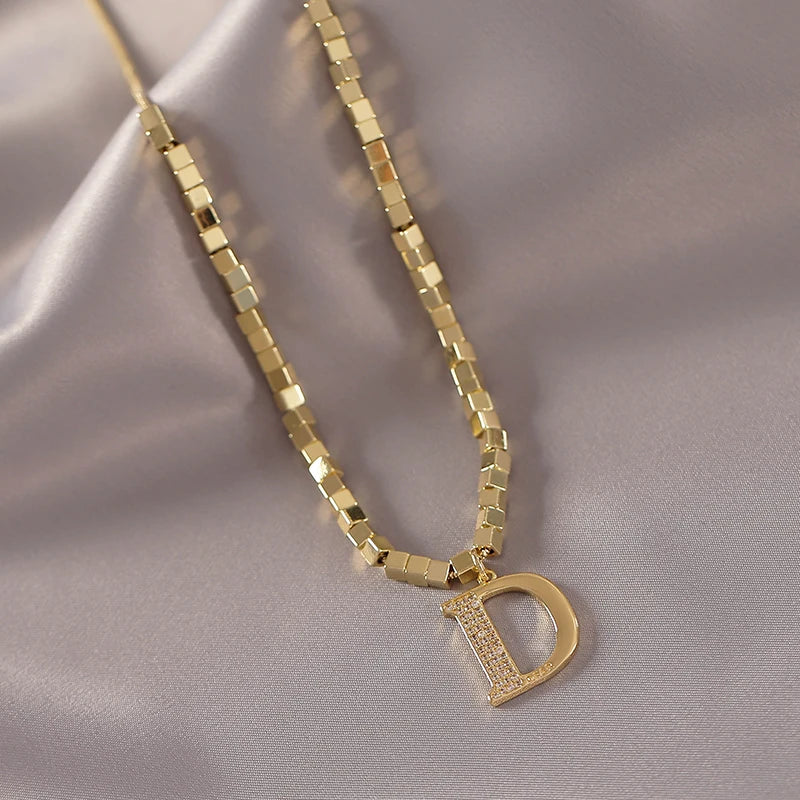 D Letter Pendant Plated Necklace Chain for Women