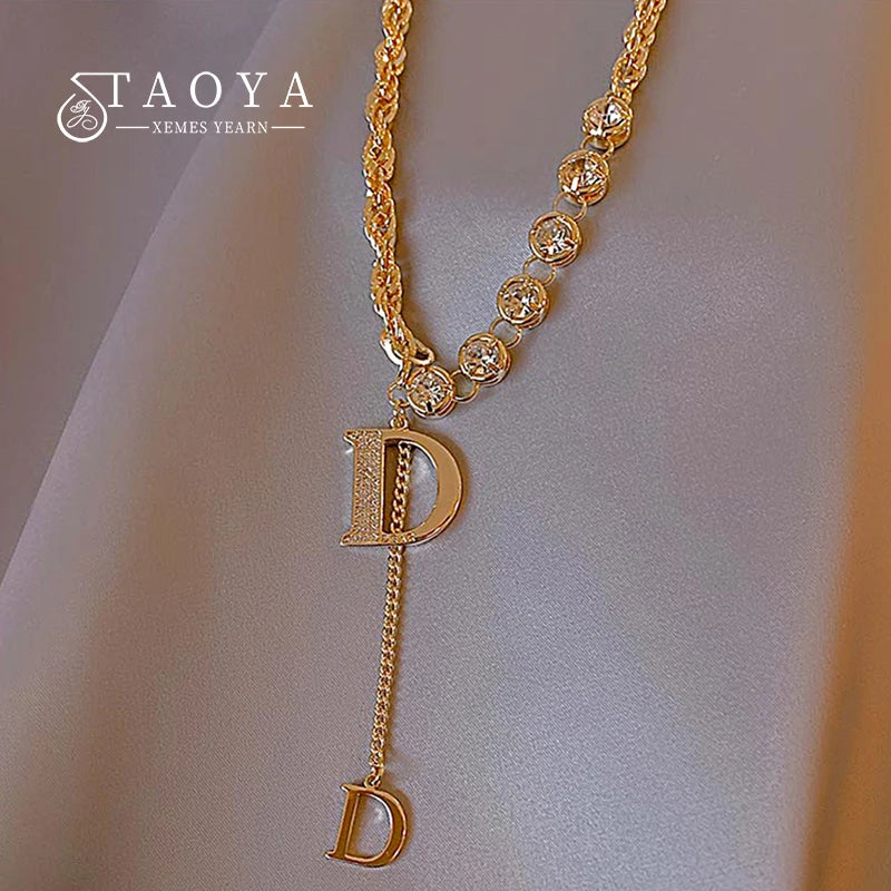 D Letter Pendant Plated Necklace Chain for Women
