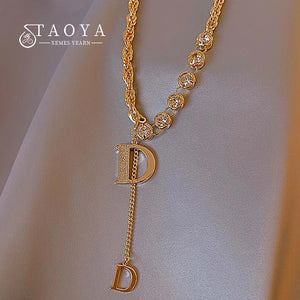 D Letter Pendant Plated Necklace Chain for Women