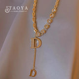 D Letter Pendant Plated Necklace Chain for Women