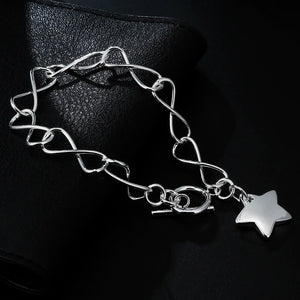 925 Silver Star Pendant Bracelet Women