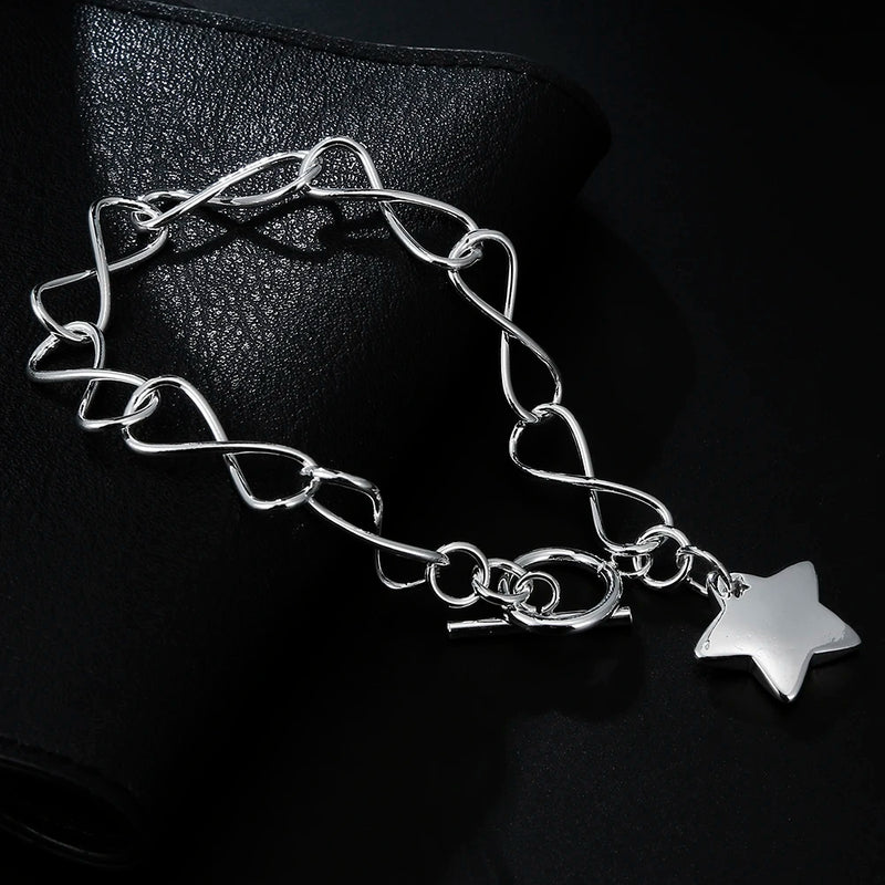 925 Silver Star Pendant Bracelet Women