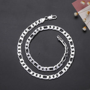 925 Silver 8MM Flat Geometry Chain Necklace for Wedding
