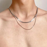 925 Silver Flat Snake Box Chain Necklace for Men Women Jewelry