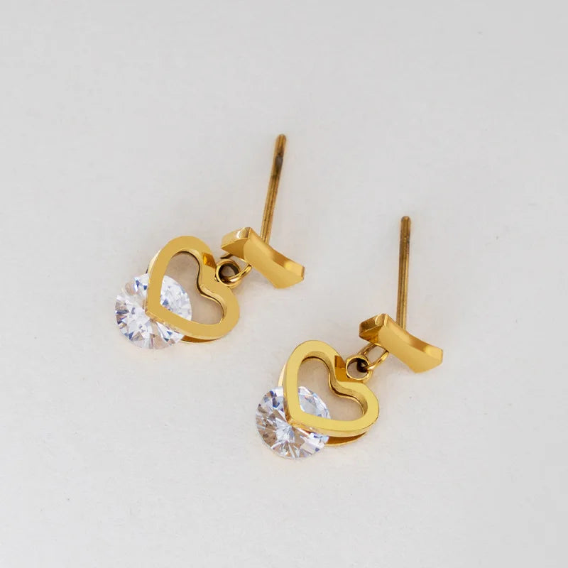Stainless Steel Zircon Niche Earrings