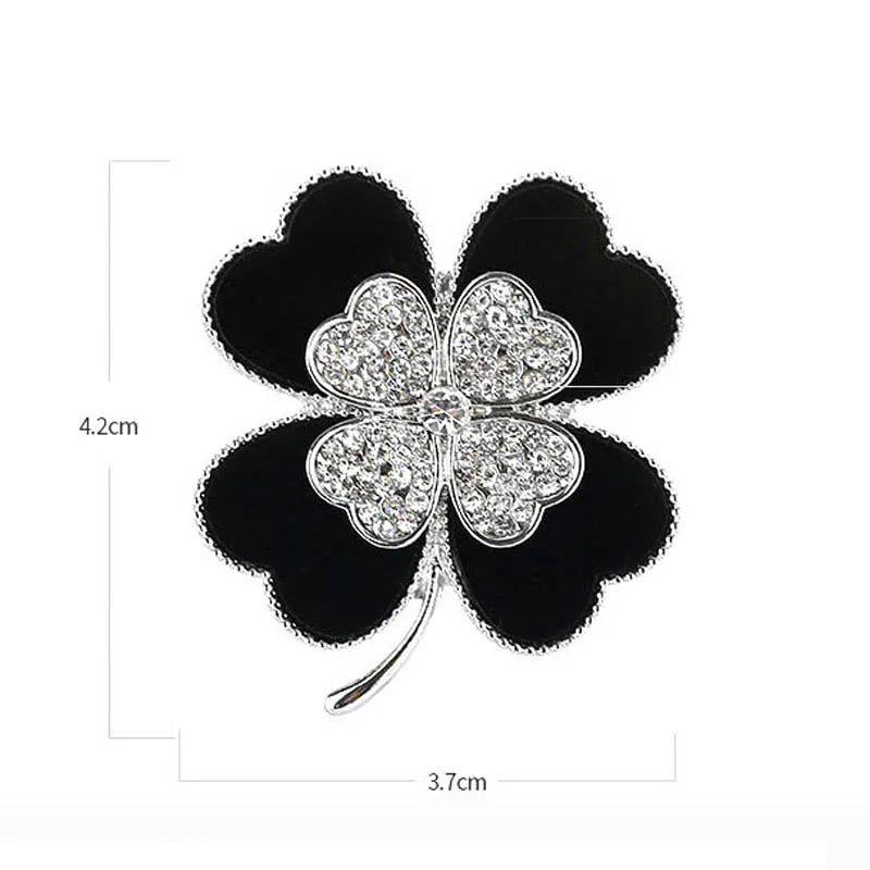 Crystal Four-Leaf Clover Brooch Acrylic Clothes Accessory
