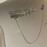 Fashion Tassel Chain Letter Hair Clip Earrings