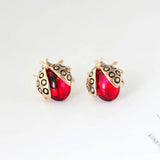 Ladybug Earrings with Pearl Inlay