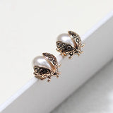 Ladybug Earrings with Pearl Inlay