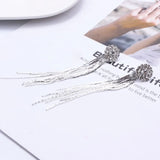 Austrian Crystal Tassel Earrings for Brides
