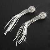Austrian Crystal Tassel Earrings for Brides