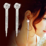 Austrian Crystal Tassel Earrings for Brides