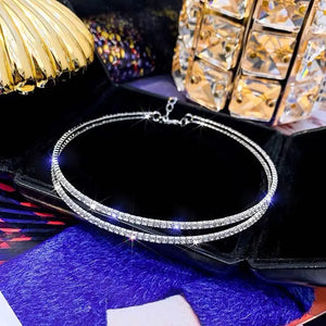 Rhinestone Double Necklaces for Women Party Gift