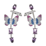 Purple Butterfly Ear Clip Earrings Wedding Party Jewelry ER-606