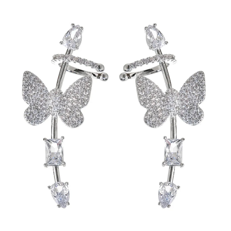 Purple Butterfly Ear Clip Earrings Wedding Party Jewelry ER-606