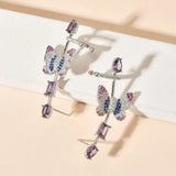Purple Butterfly Ear Clip Earrings Wedding Party Jewelry ER-606