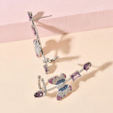 Purple Butterfly Ear Clip Earrings Wedding Party Jewelry ER-606
