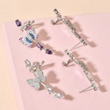Purple Butterfly Ear Clip Earrings Wedding Party Jewelry ER-606