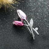 Tulip Paint Brooch Rhinestone Flower Suit Accessories Pin 077