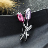 Tulip Paint Brooch Rhinestone Flower Suit Accessories Pin 077