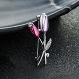 Tulip Paint Brooch Rhinestone Flower Suit Accessories Pin 077