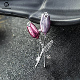 Tulip Paint Brooch Rhinestone Flower Suit Accessories Pin 077