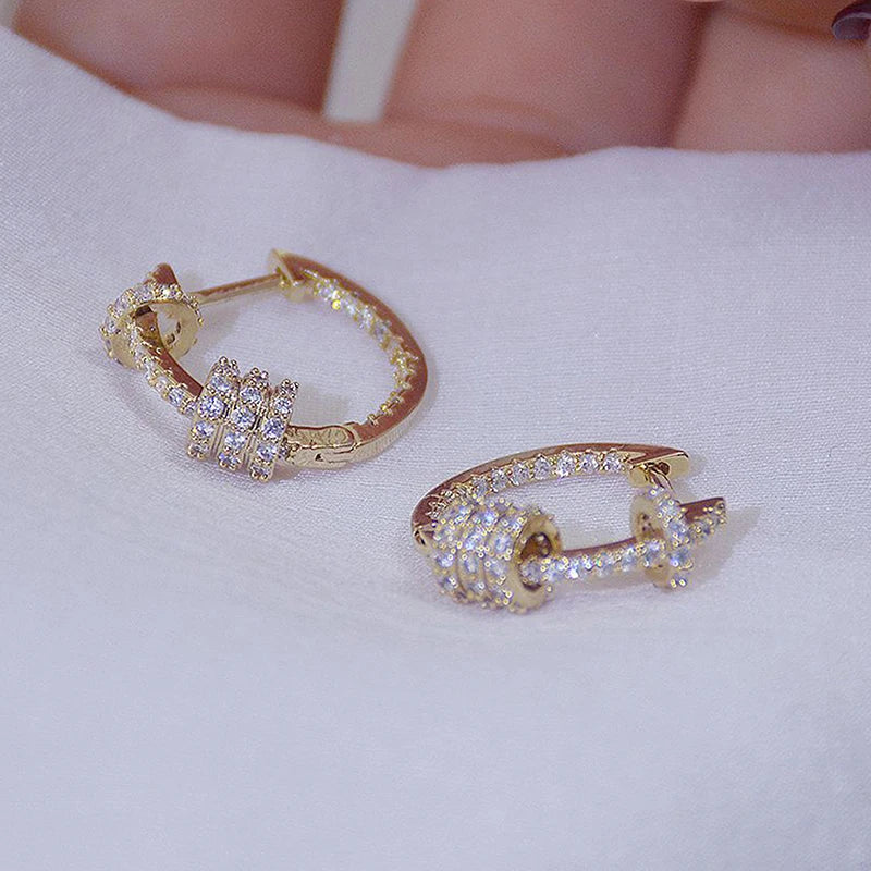 14K Gold Plated Copper CZ Zircon Small Hoop Earrings for Women